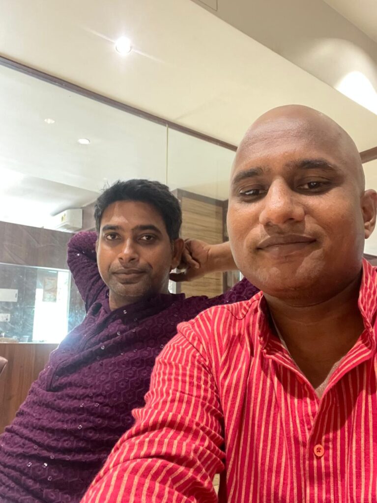 Rohit & Sunil Prajapati taking Lunch at Tirumala