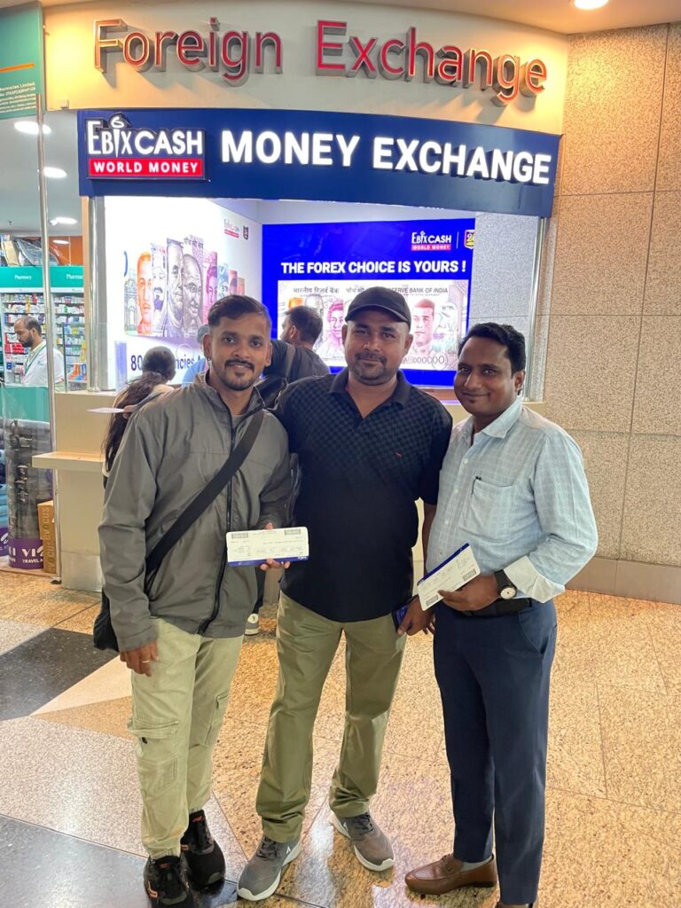 Prasad, Navneet & Sunil Prajapati at Foreign Exchange Counter